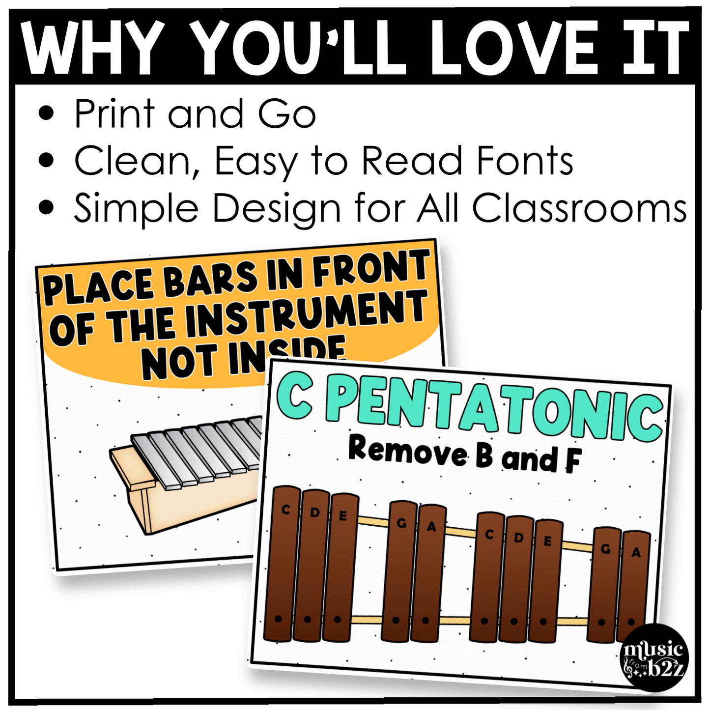 Bright Orff Instrument Rules & Setups Posters Elementary Music Classroom Decor