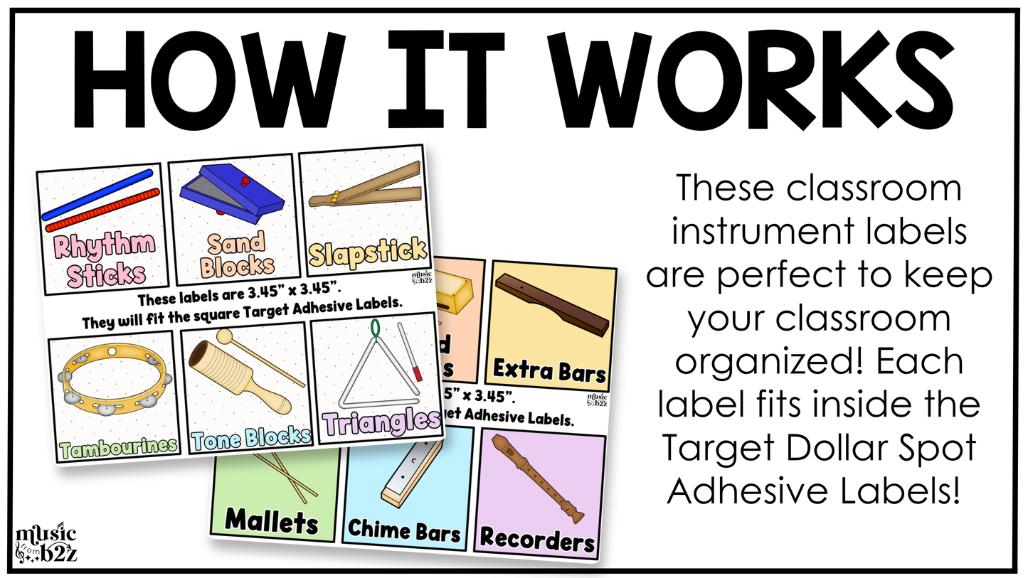 Pastel Classroom Instrument Labels Elementary Music Classroom Decor Organization
