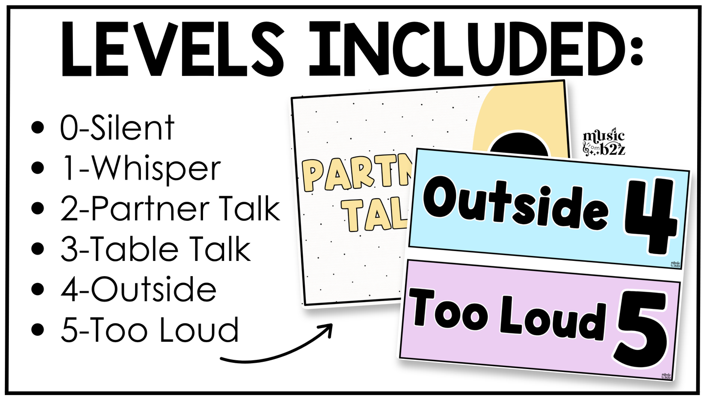 Pastel Voice Level Volume Chart Posters Elementary Music Classroom Decor