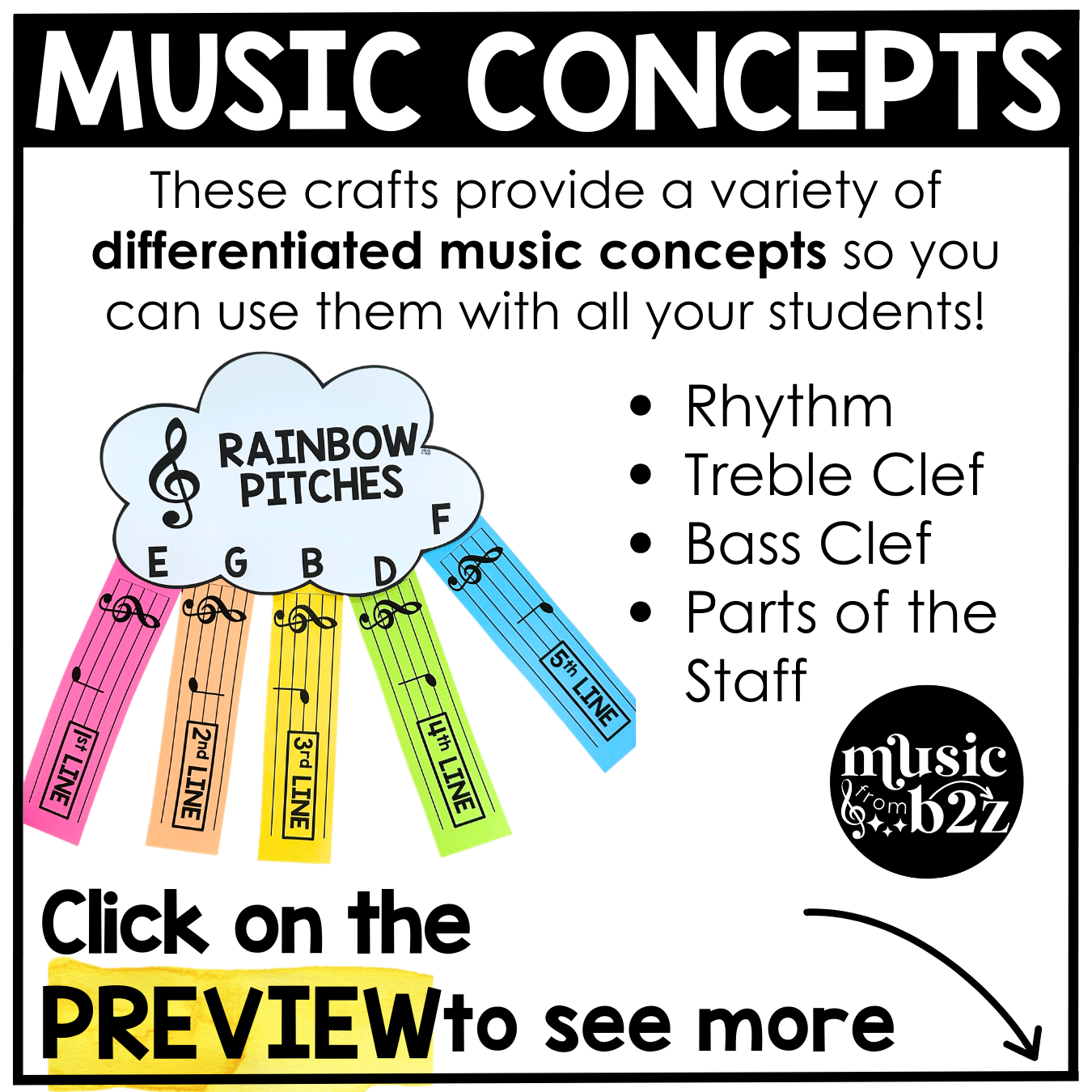 Spring Music Craft BUNDLE Spring Music Bulletin Board Music Sub Plan