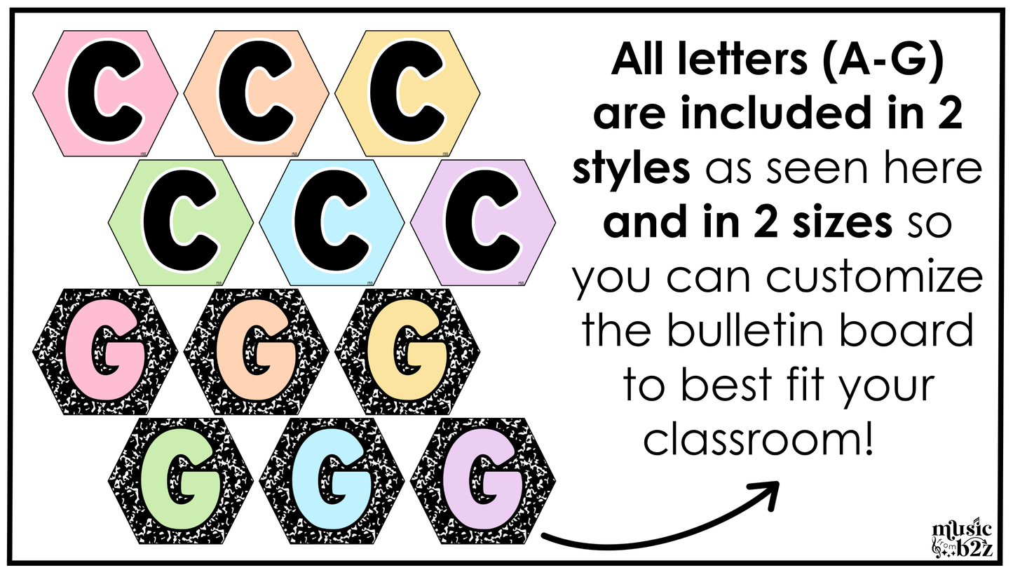 Pastel Composition Treble Clef Bulletin Board Music Classroom Decor Lines & Spaces