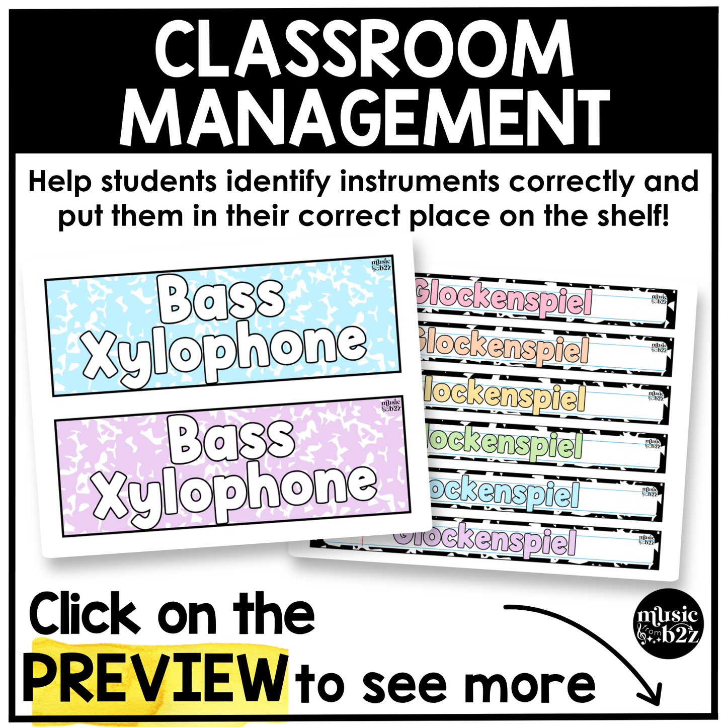 Pastel Composition Orff Instrument Labels Elementary Music Classroom Decor Music Posters