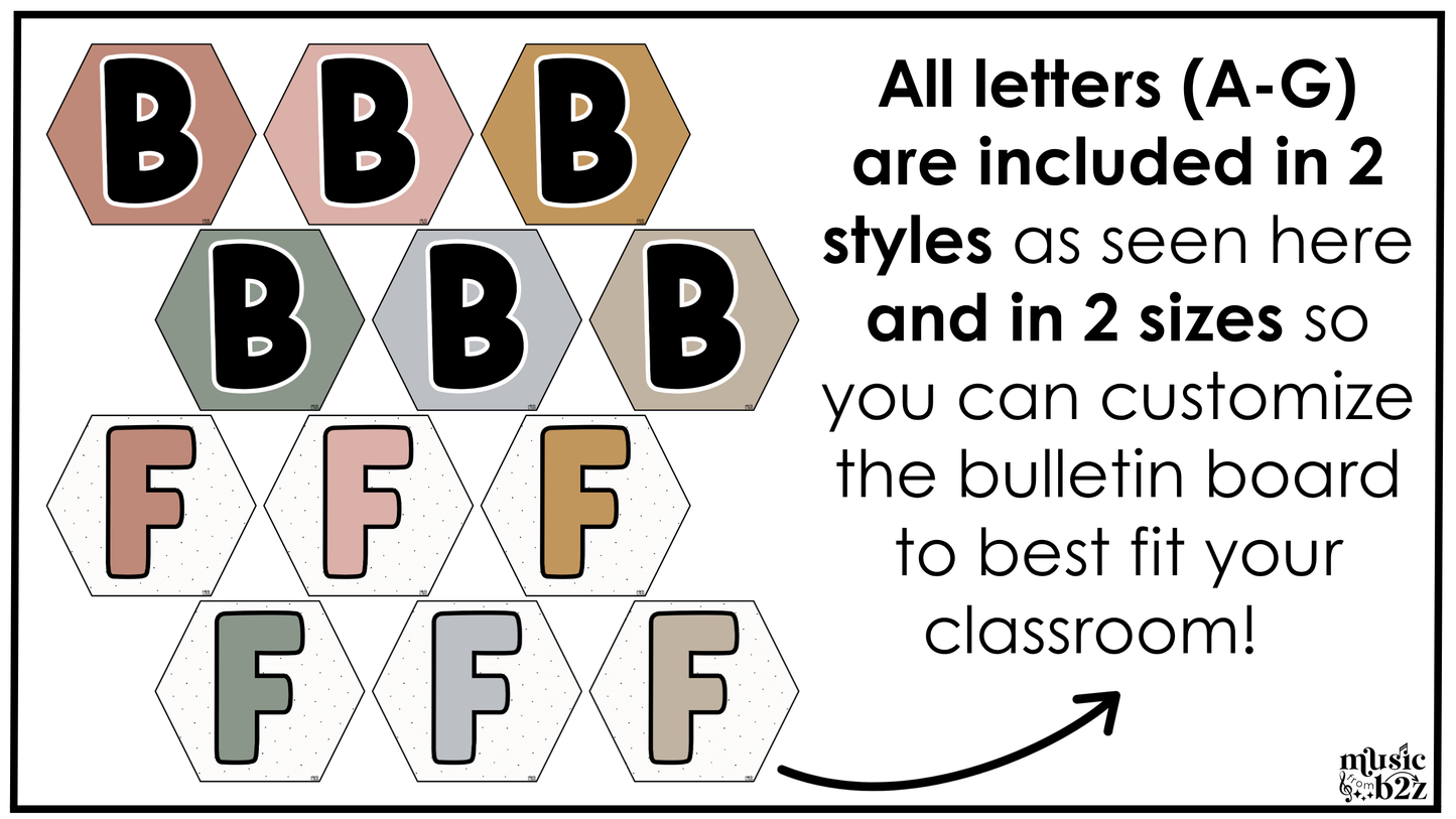 Neutral Treble Clef Bulletin Board Music Classroom Decor Lines & Spaces