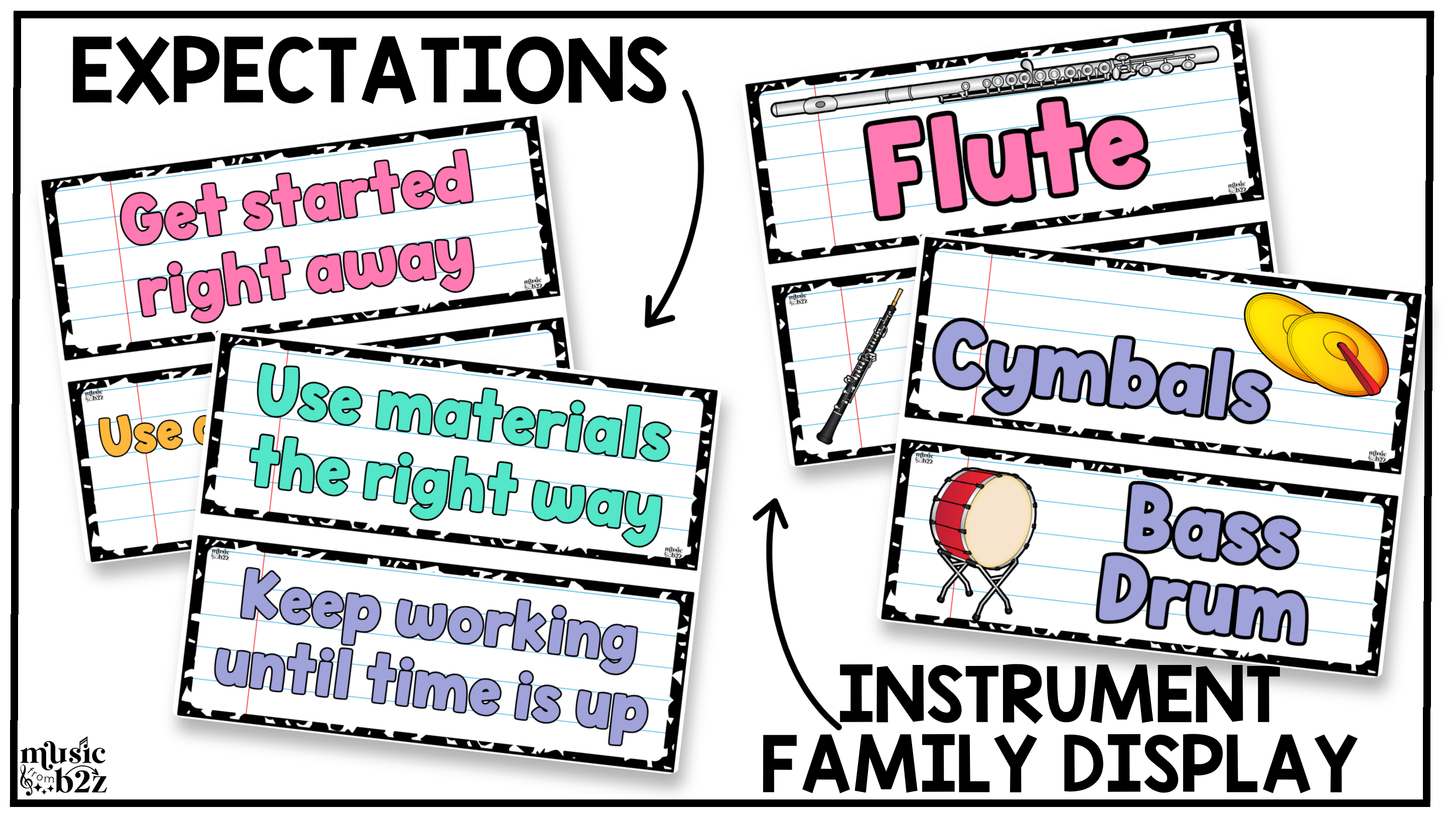 Bright Composition Music Classroom Decor BUNDLE Music Posters Bulletin Board