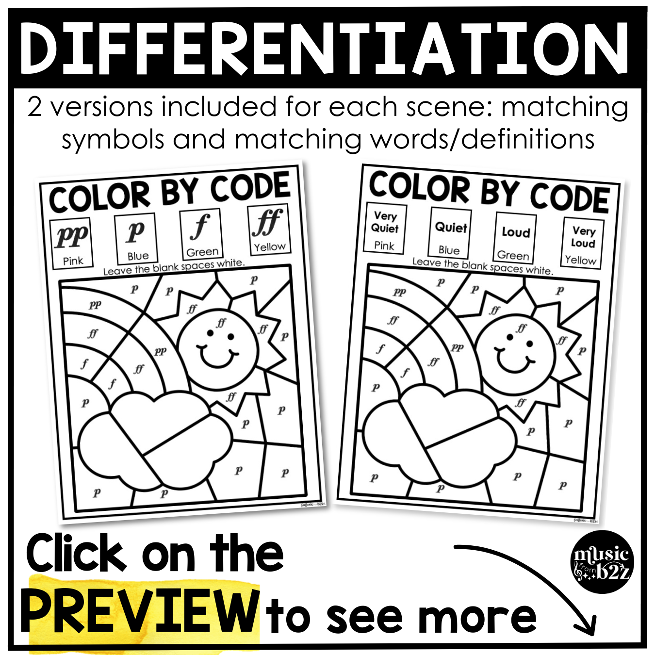 Spring Music Coloring Pages Color by Note Spring Music Worksheets Dynamics