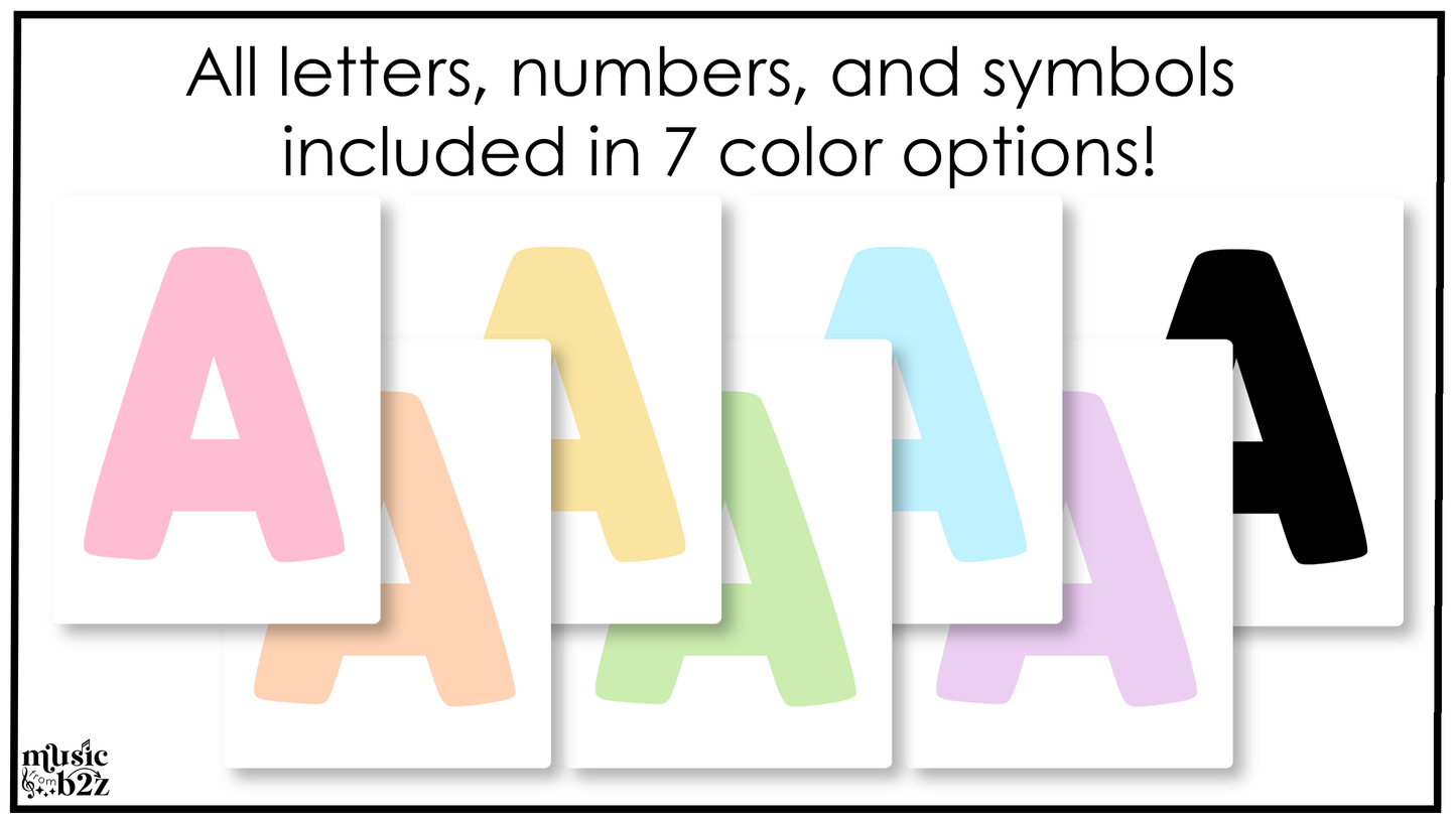 Pastel Bulletin Board Letters Numbers Symbols Elementary Music Classroom Decor