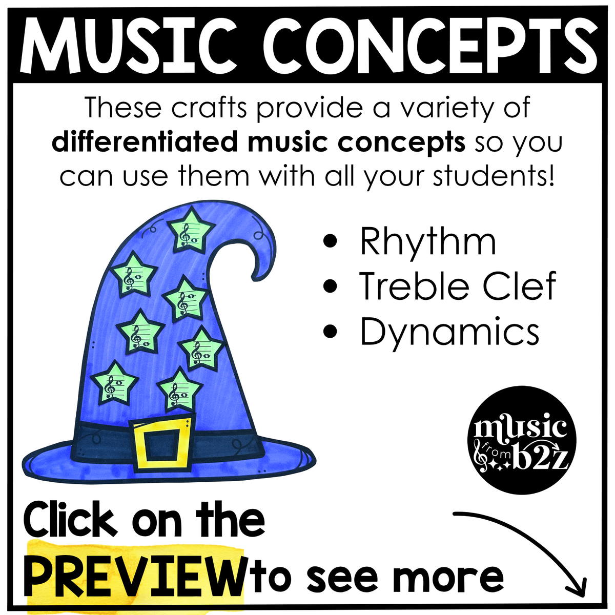 Halloween Music Craft BUNDLE Halloween Music Bulletin Board Rhythm Treble Clef