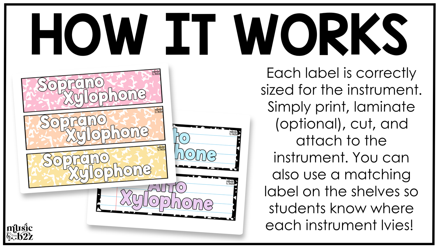 Pastel Composition Orff Instrument Labels Elementary Music Classroom Decor Music Posters