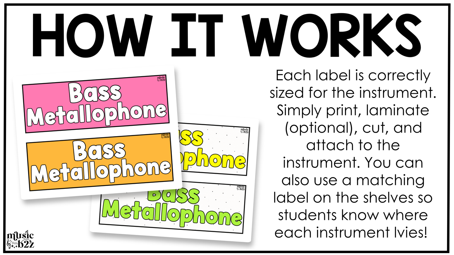 Bright Orff Instrument Labels Elementary Music Classroom Decor Music Posters