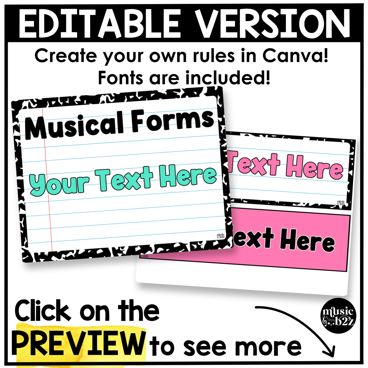 Bright Composition Music Tempo & Form Posters Elementary Music Classroom Decor Editable