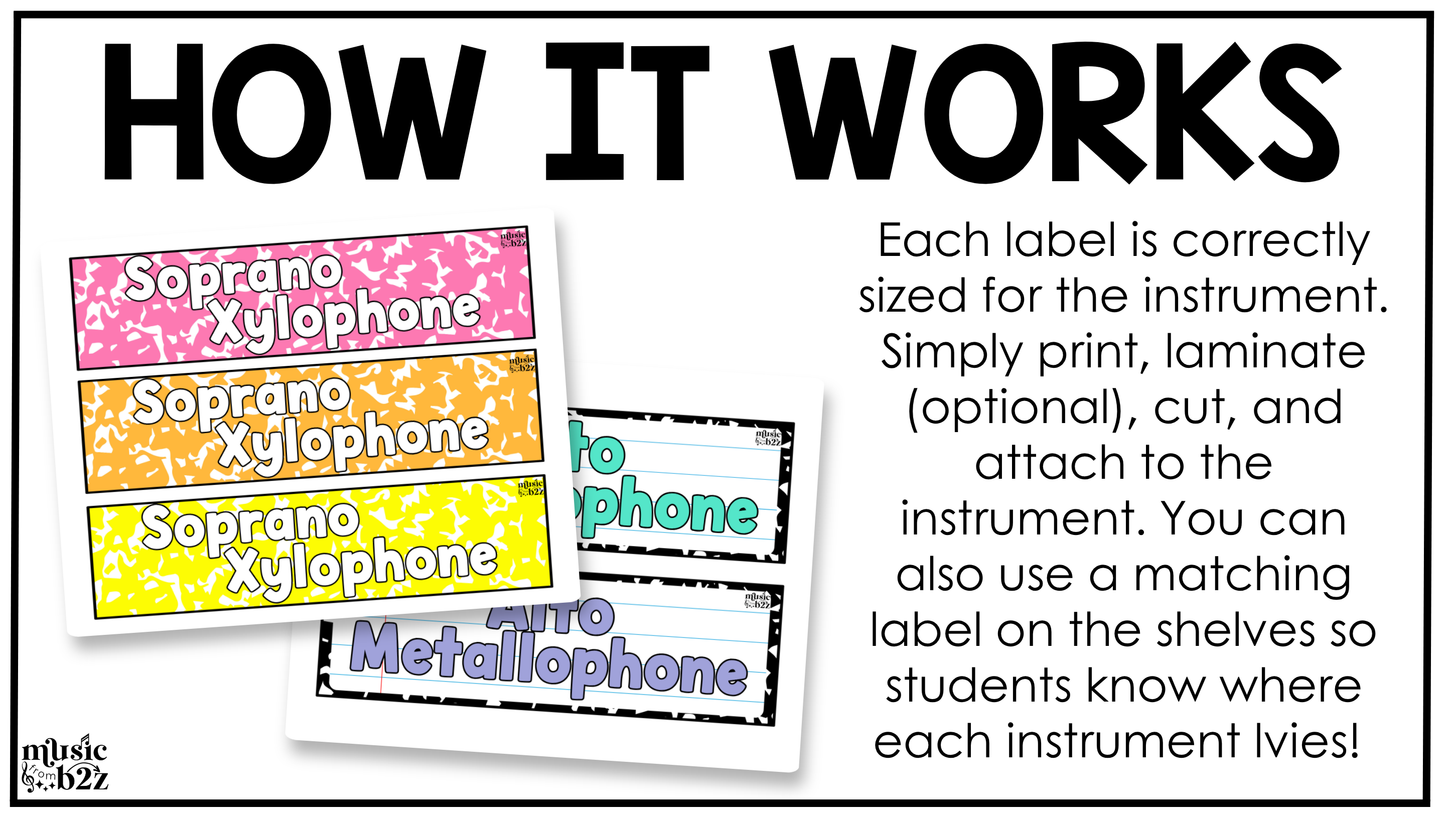 Bright Composition Orff Instrument Labels Elementary Music Classroom Decor Music Posters