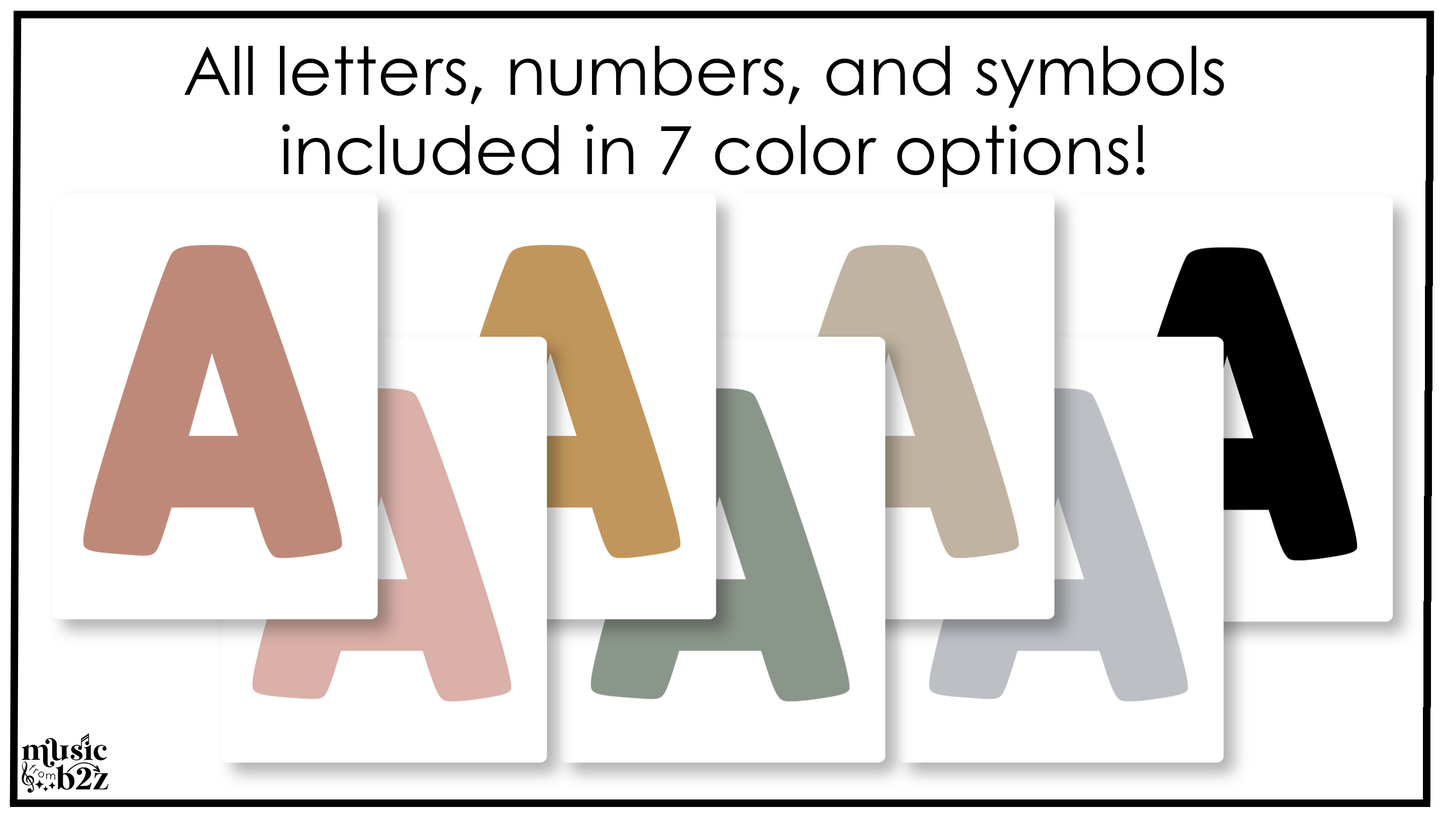 Neutral Bulletin Board Letters Numbers Symbols Elementary Music Classroom Decor
