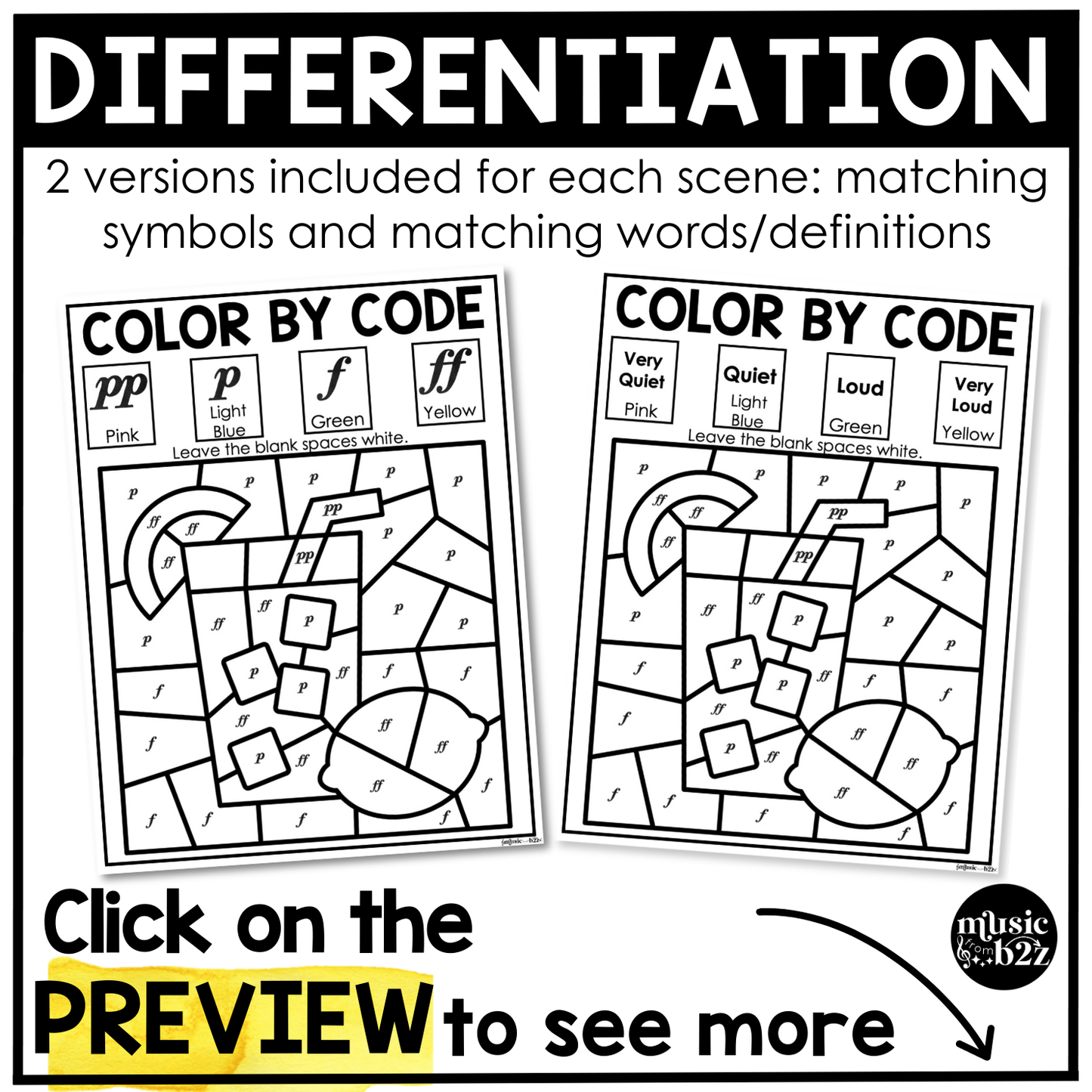 Summer Music Coloring Pages Color by Note Summer Music Worksheets Dynamics