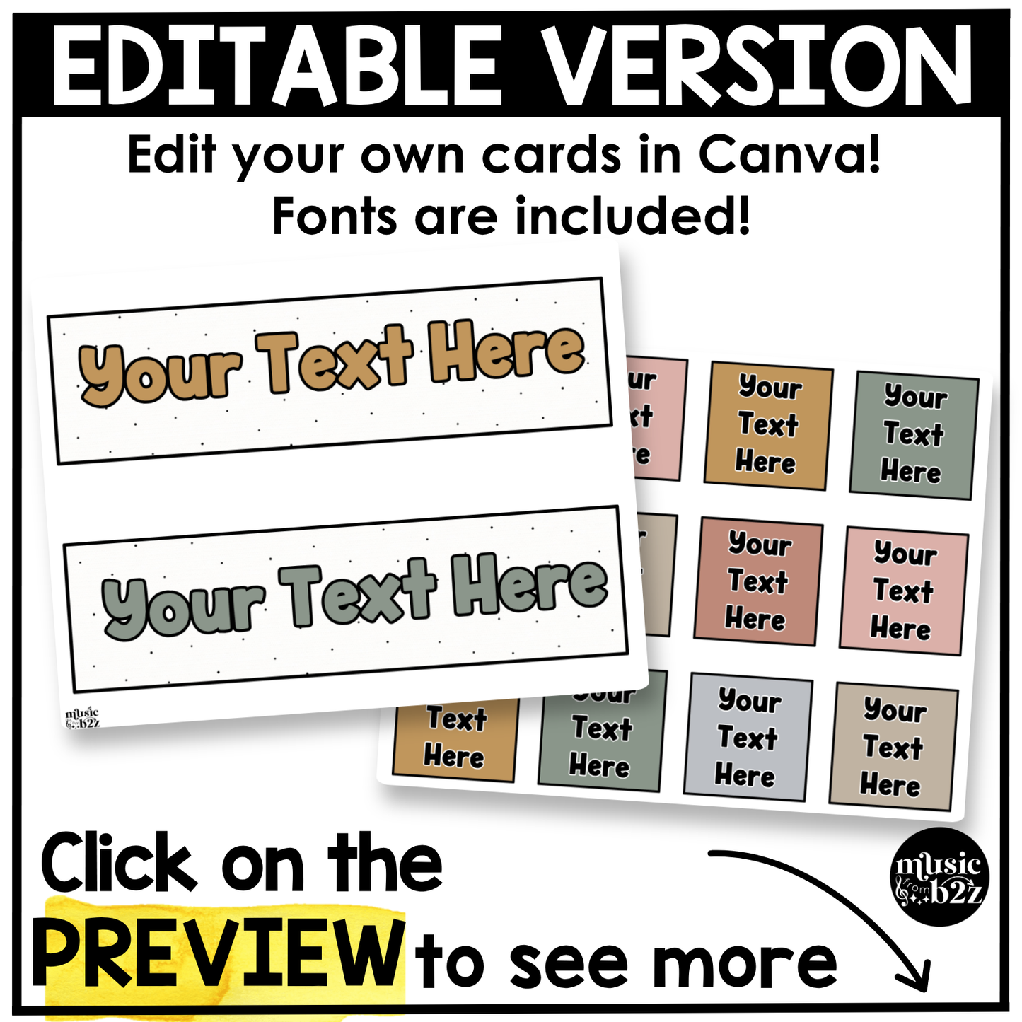 Neutral Calendar Kit Editable Elementary Music Classroom Decor Calendar Pieces