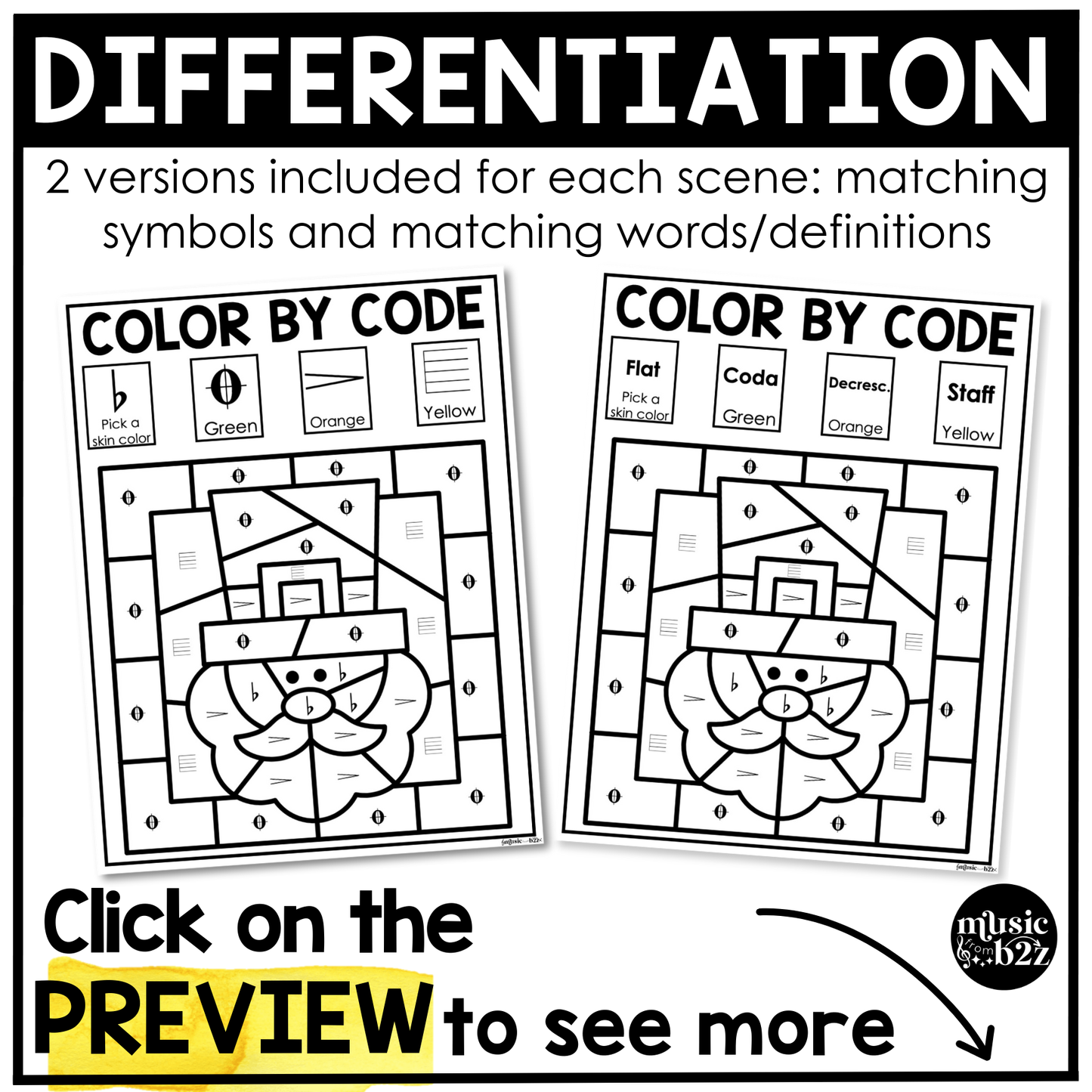 St. Patrick's Day Music Coloring Color by Note Music Worksheets Music Symbols