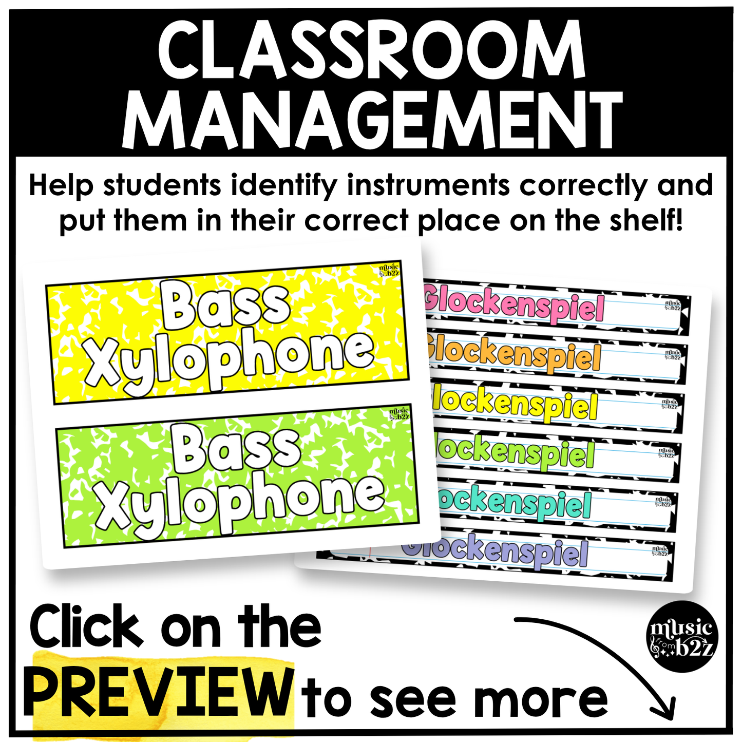 Bright Composition Orff Instrument Labels Elementary Music Classroom Decor Music Posters