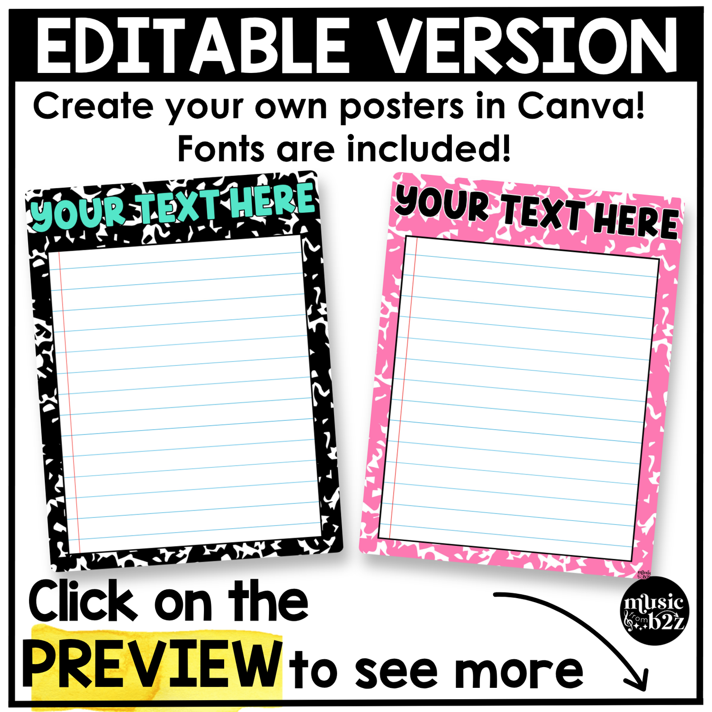 Bright Composition Week in Focus Wall I Can Posters Elementary Music Classroom Decor