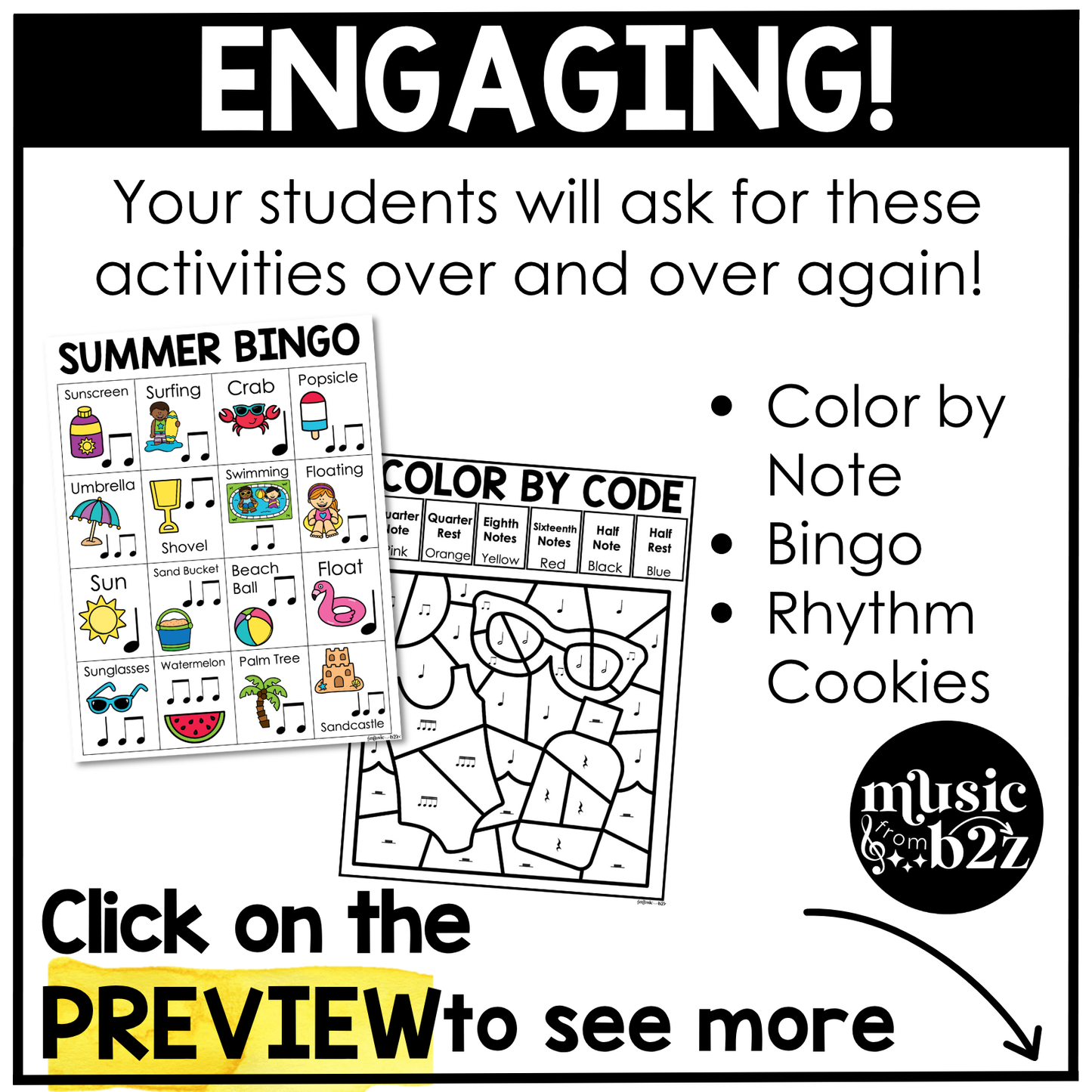 Summer Music Centers BUNDLE Rhythm Worksheets Summer Music Games