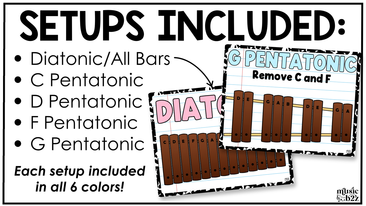 Pastel Composition Notebook Orff Instrument Rules & Setups Posters Elementary Music Classroom Decor