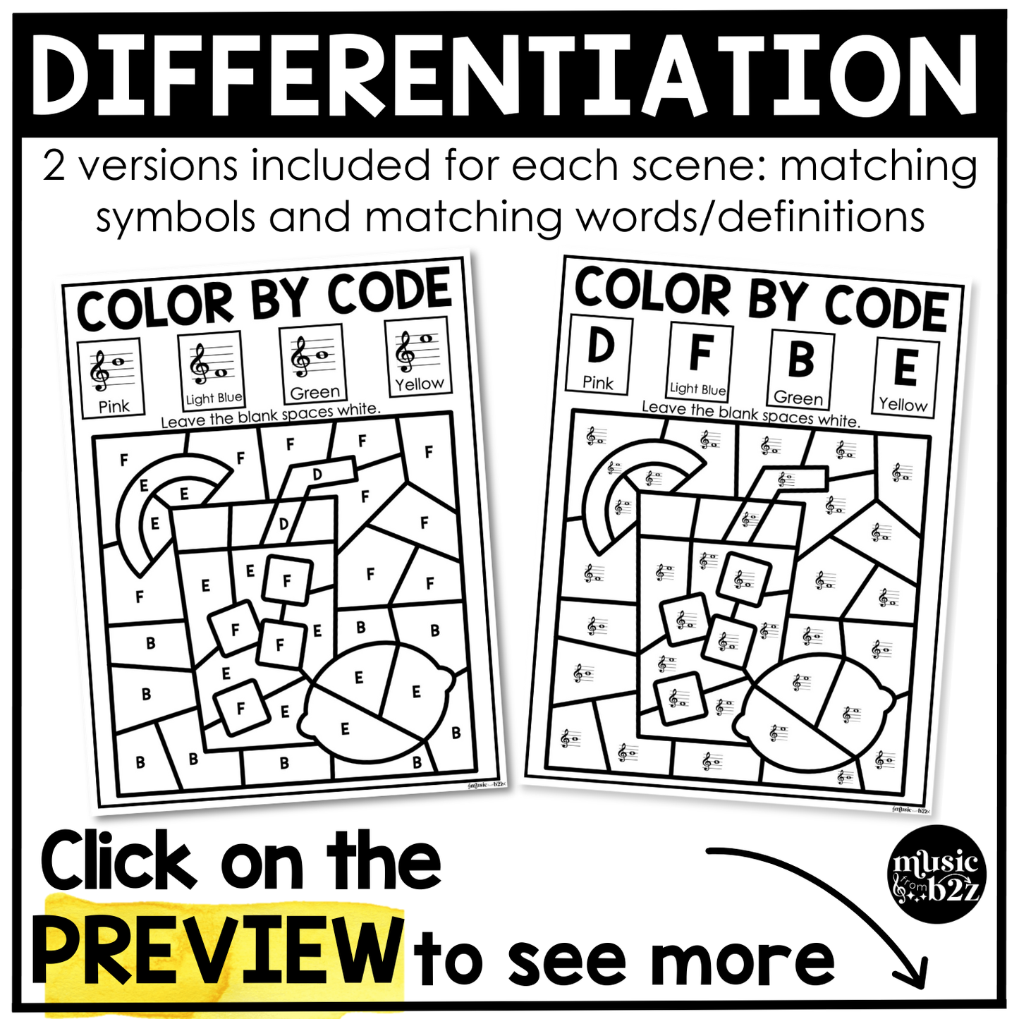 Summer Music Coloring Pages Color by Note Summer Music Worksheets Treble Clef