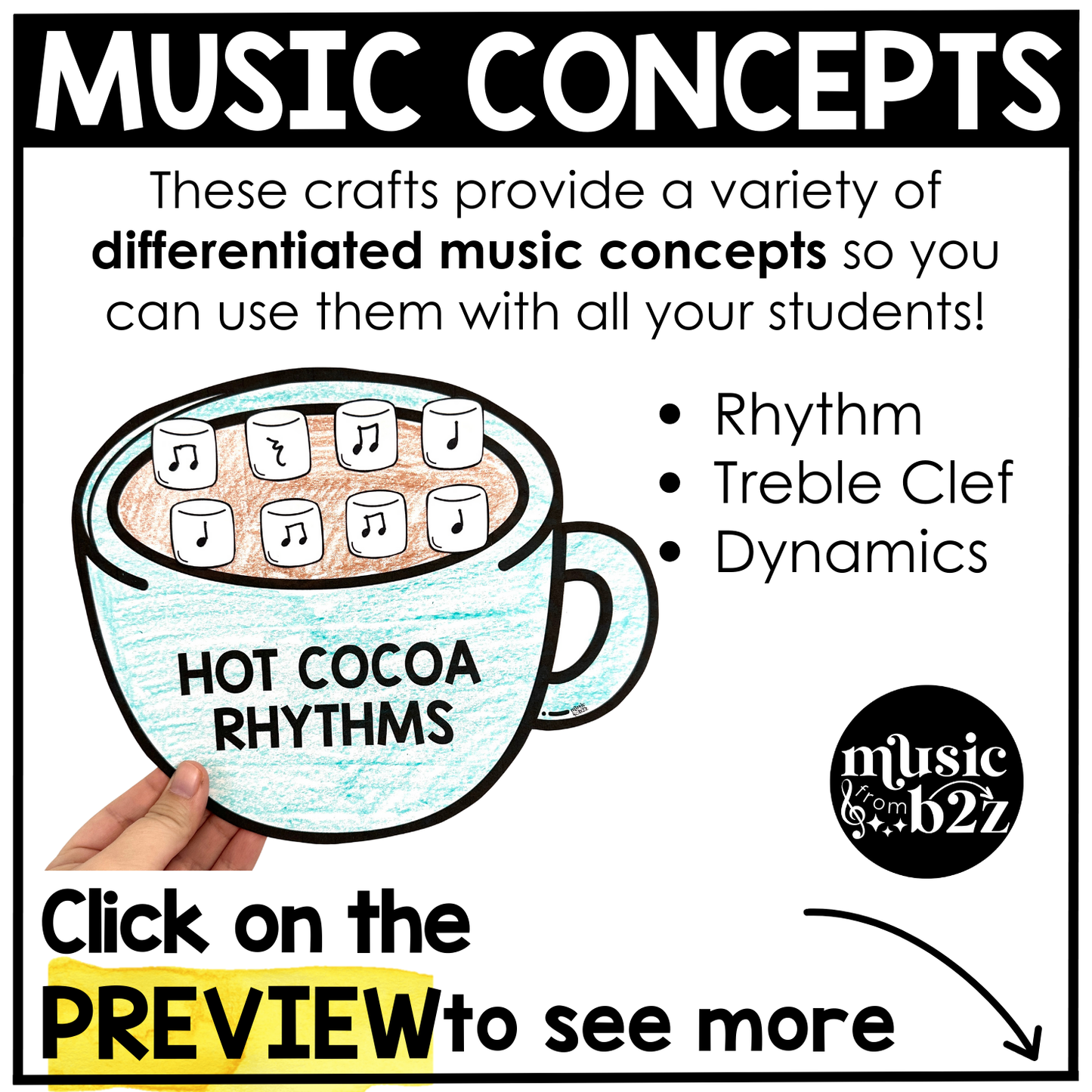 Winter Music Craft BUNDLE Winter Music Activities Winter Music Bulletin Board