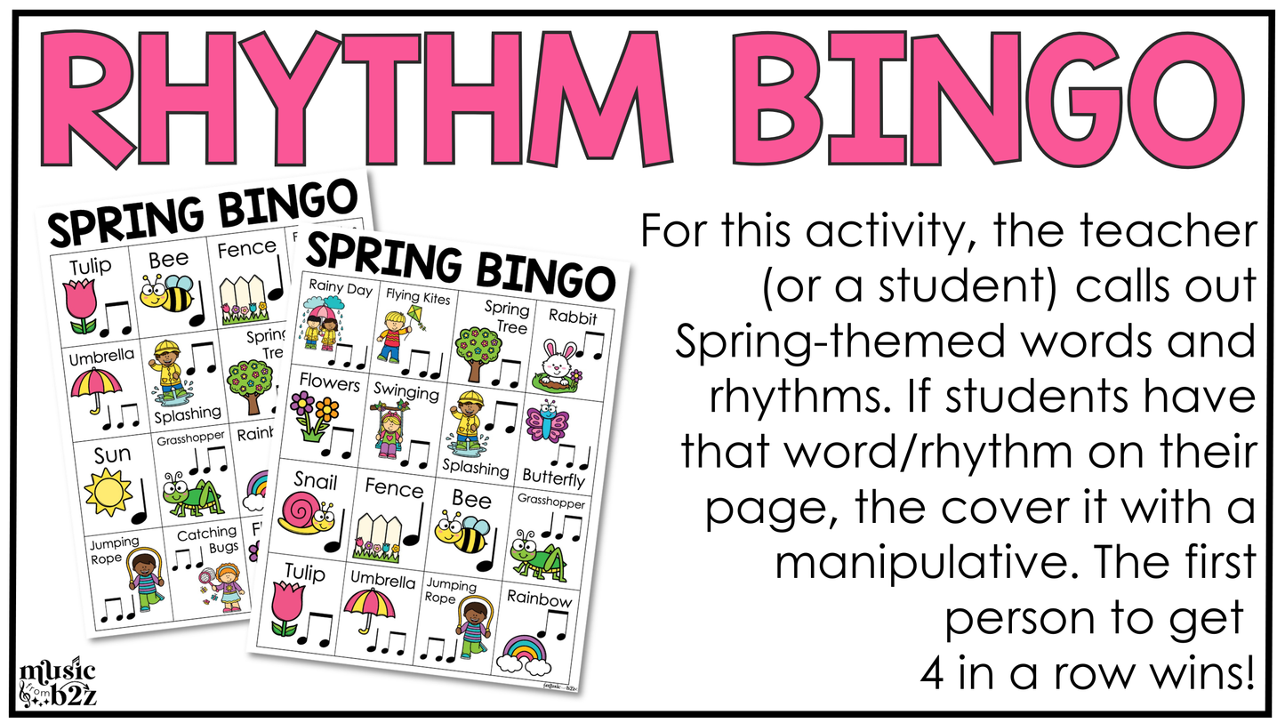 Spring Music Centers BUNDLE Rhythm Worksheets Spring Music Games