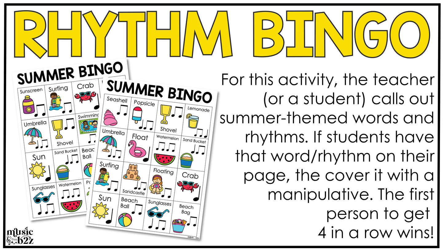 Summer Music Centers BUNDLE Rhythm Worksheets Summer Music Games