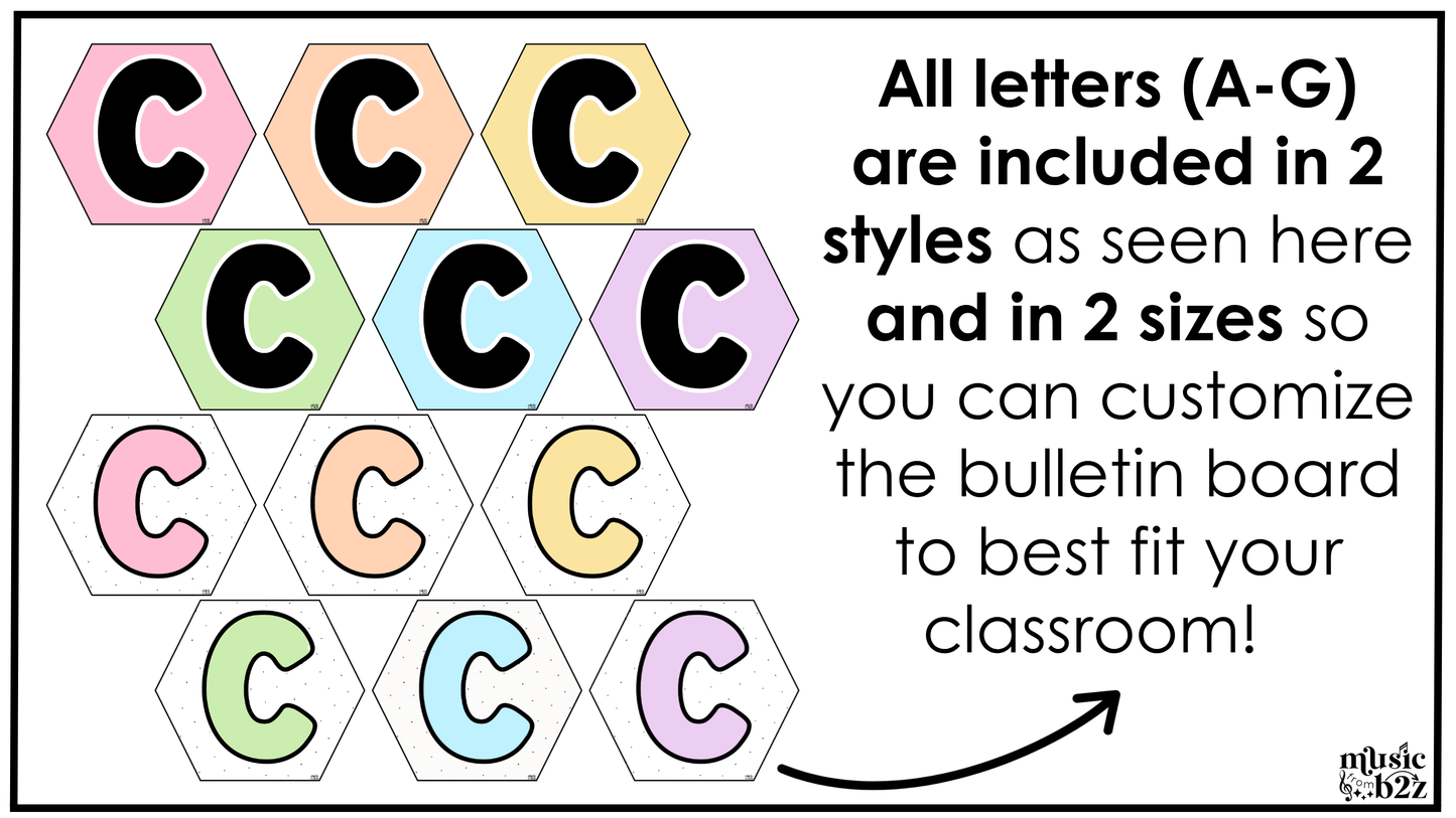 Pastel Treble Clef Bulletin Board Music Classroom Decor Lines & Spaces