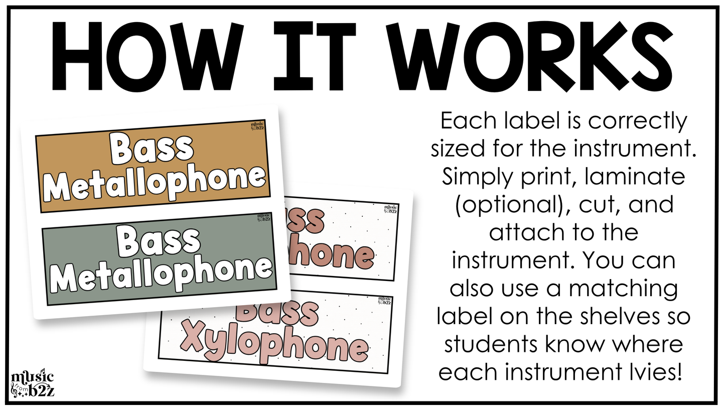 Neutral Orff Instrument Labels Elementary Music Classroom Decor Music Posters