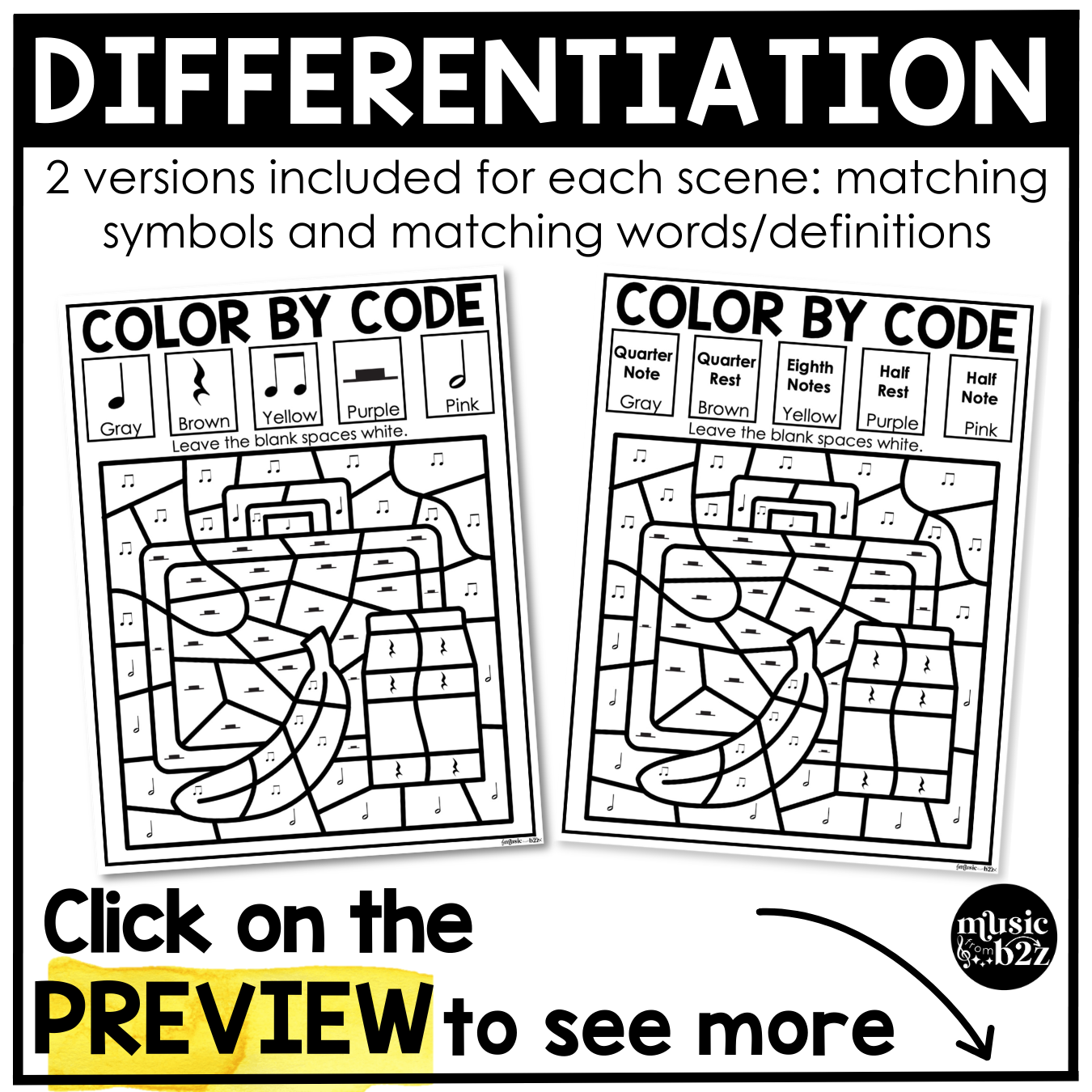 Back to School Music Coloring Pages Rhythm Worksheets Music Color by Note