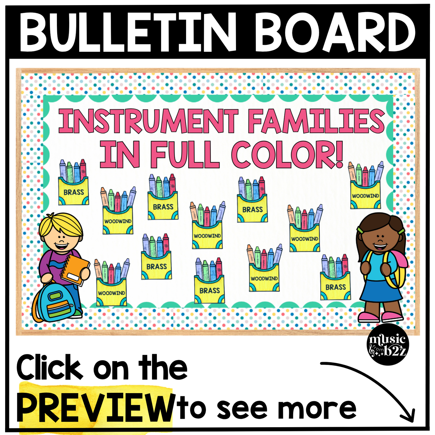 Back to School Music Craft Music Bulletin Board Instrument Families Orchestra