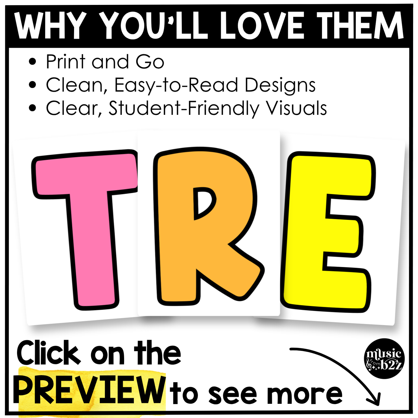 Bright Treble Clef Bulletin Board Music Classroom Decor Lines & Spaces