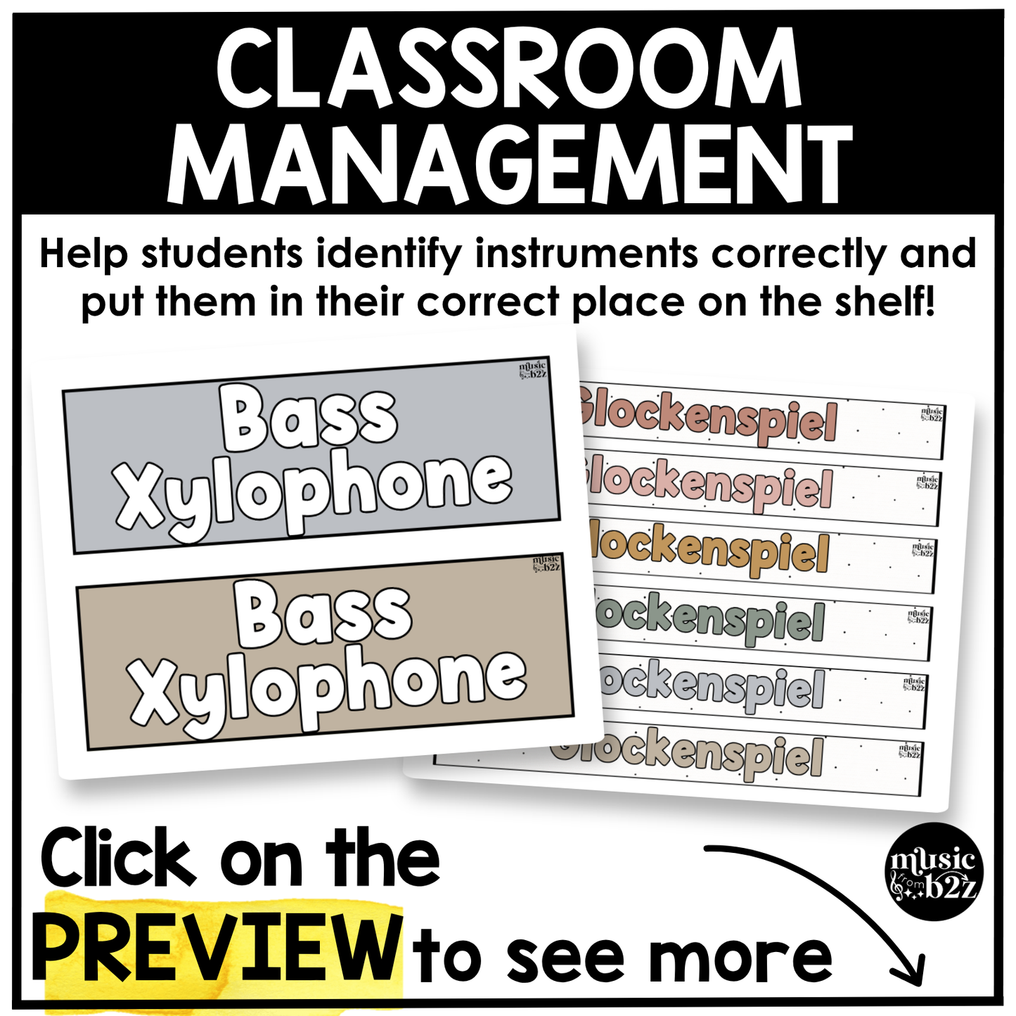 Neutral Orff Instrument Labels Elementary Music Classroom Decor Music Posters