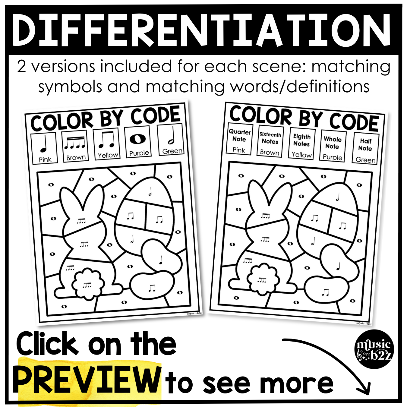 Easter Music Coloring Pages Rhythm Worksheets Spring Music Color by Note