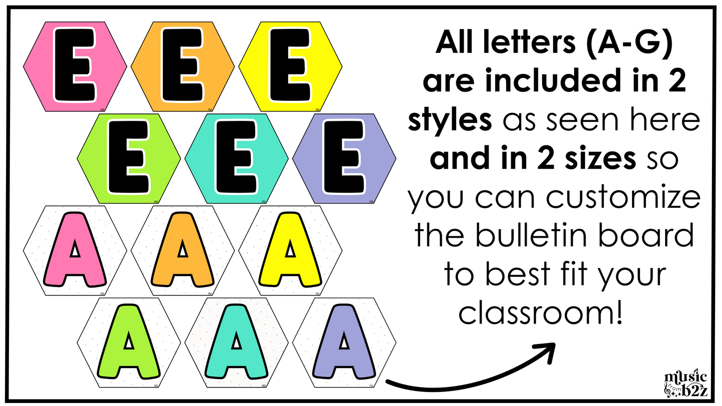 Bright Treble Clef Bulletin Board Music Classroom Decor Lines & Spaces