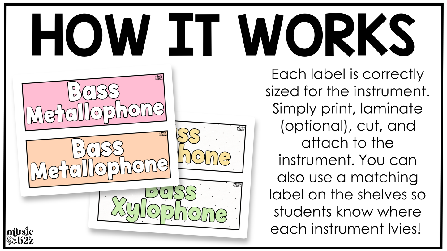 Pastel Orff Instrument Labels Elementary Music Classroom Decor Music Posters