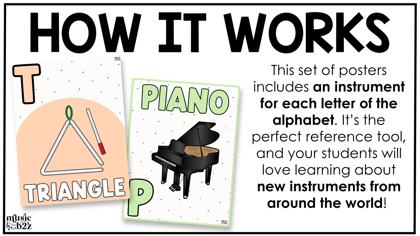 Pastel Music Alphabet Posters Music Classroom Decor Instrument Music Posters