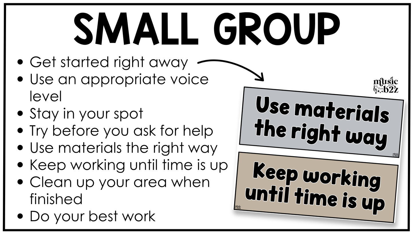Neutral Music Rules & Expectations Posters Elementary Music Classroom Decor
