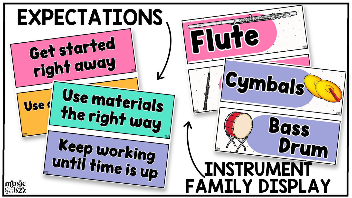 Bright Music Classroom Decor BUNDLE Music Posters Bulletin Board
