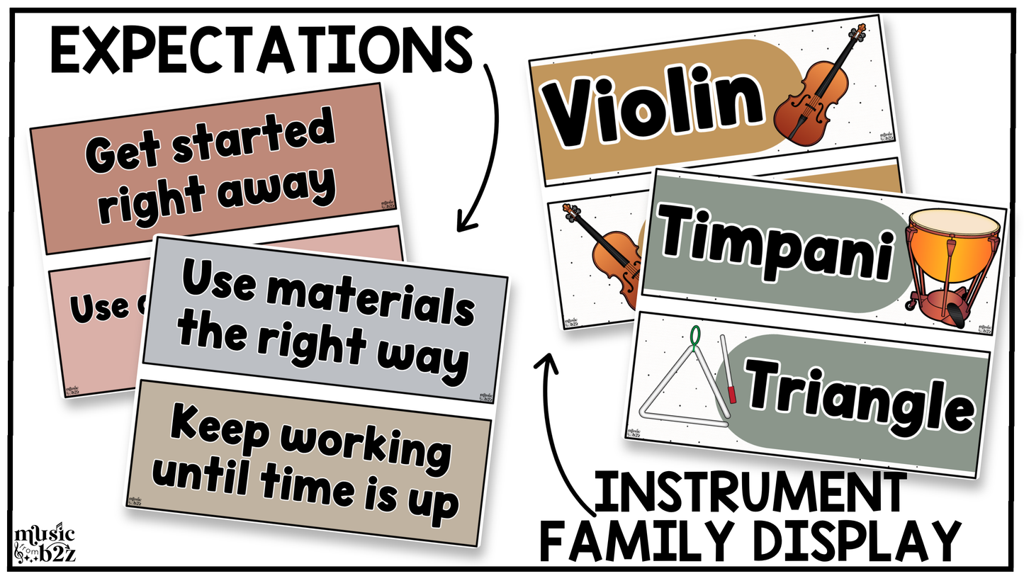 Neutral Music Classroom Decor BUNDLE Music Posters Bulletin Board