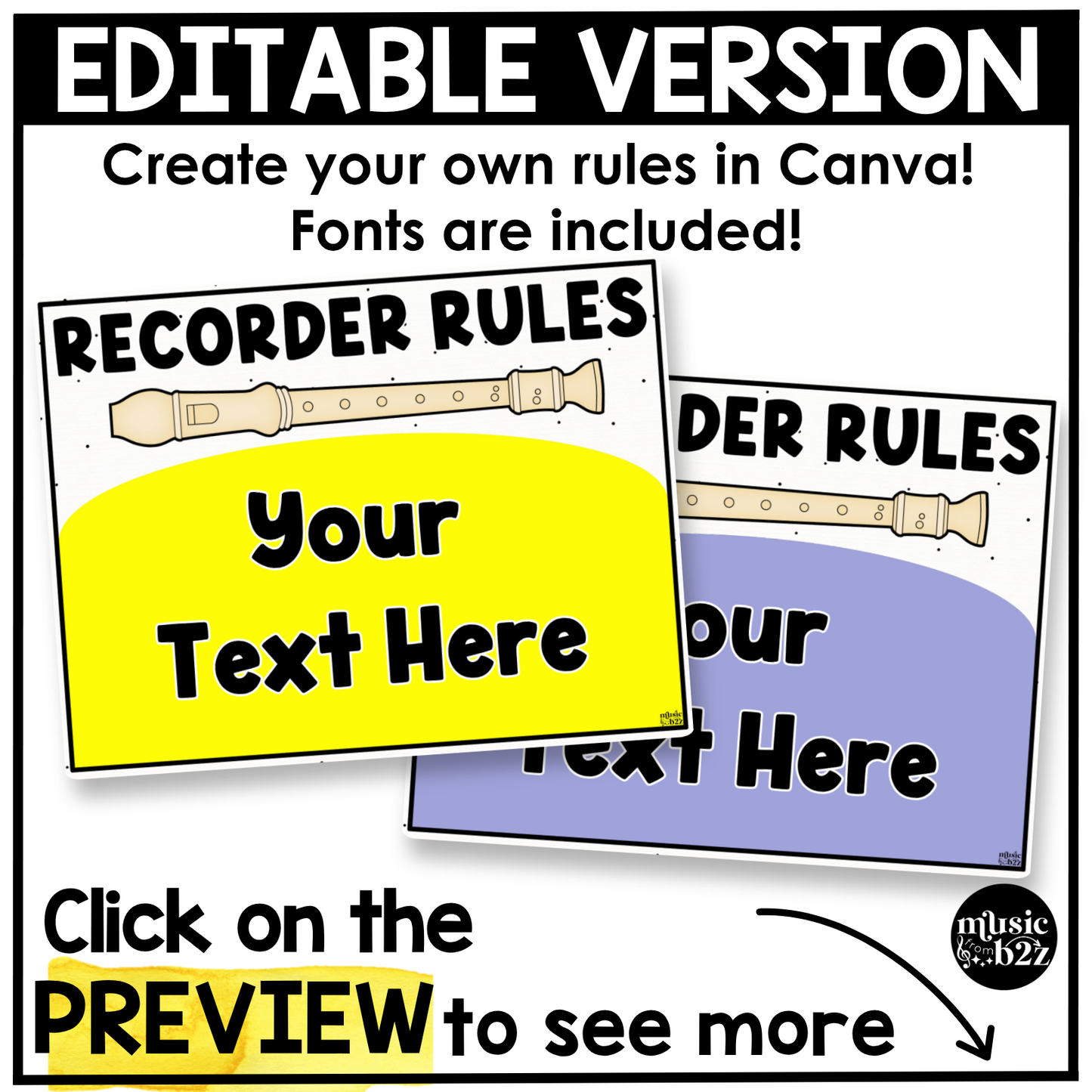 Bright Recorder Fingering Charts & Rules Posters Music Classroom Decor