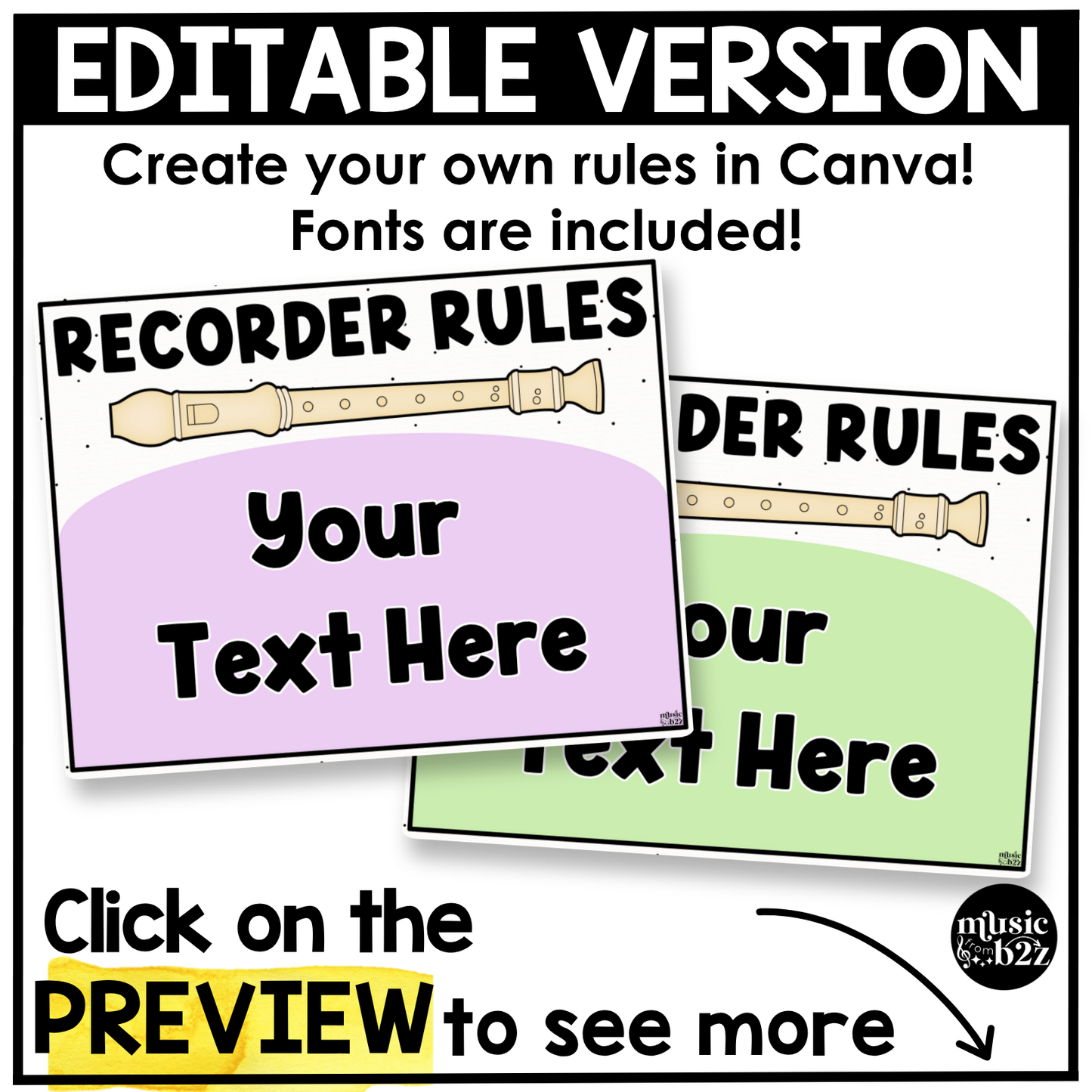 Pastel Recorder Fingering Charts & Rules Posters Music Classroom Decor