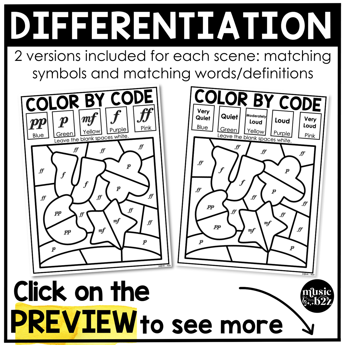 St. Patrick's Day Music Coloring Pages Color by Note Music Worksheets Dynamics