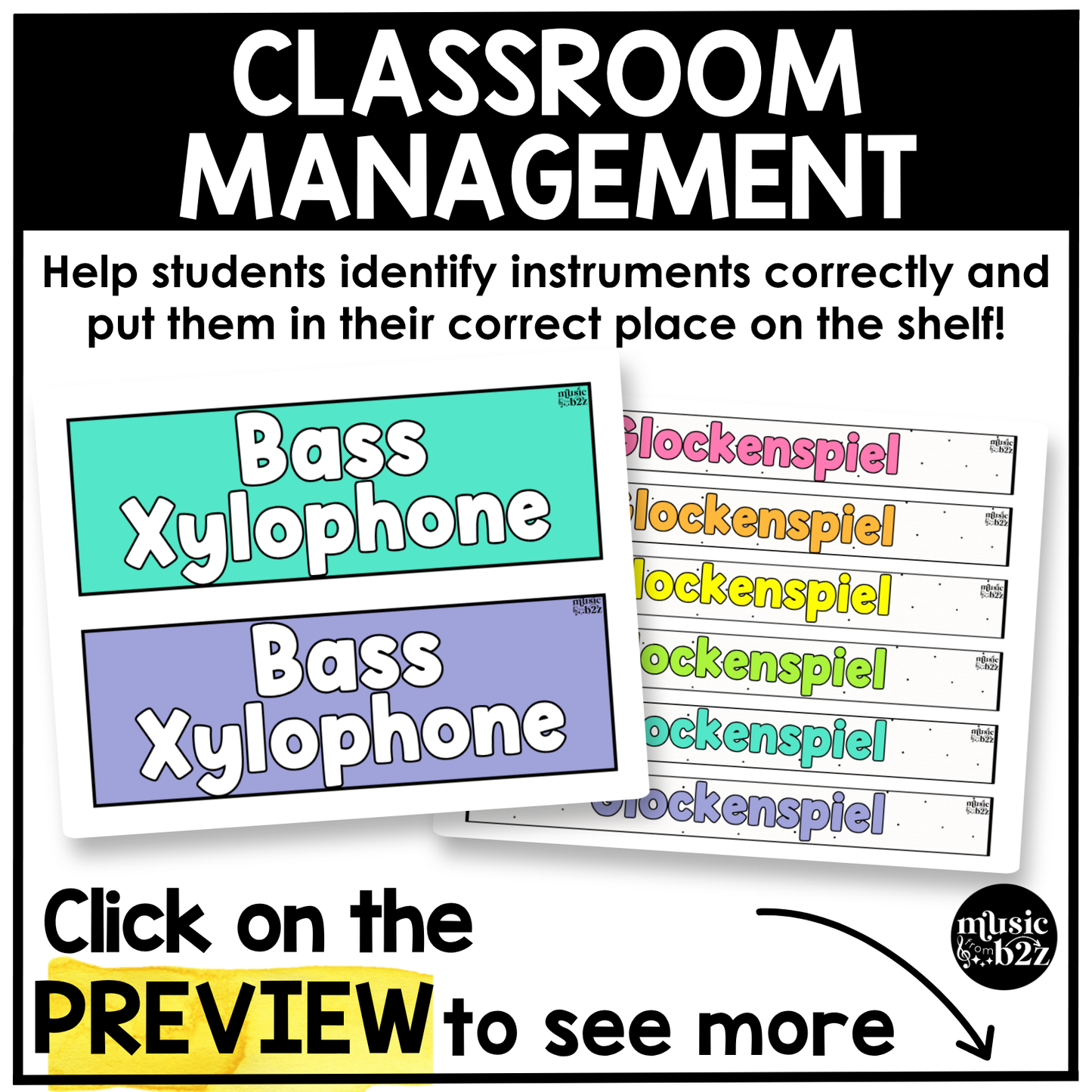 Bright Orff Instrument Labels Elementary Music Classroom Decor Music Posters