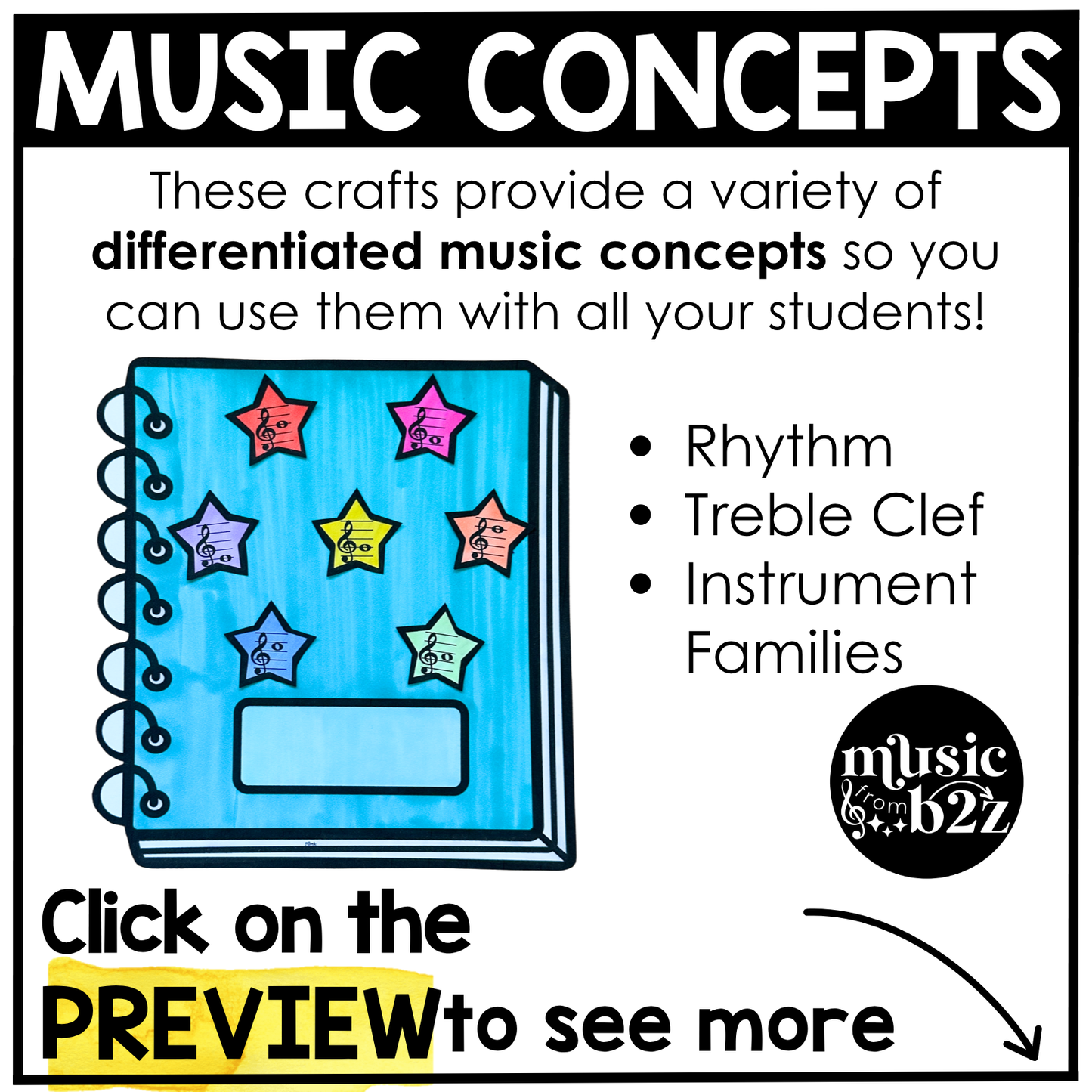 Back to School Music Craft BUNDLE Music Bulletin Board Music Centers Sub Plans