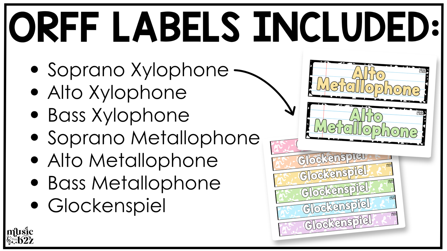 Pastel Composition Orff Instrument Labels Elementary Music Classroom Decor Music Posters