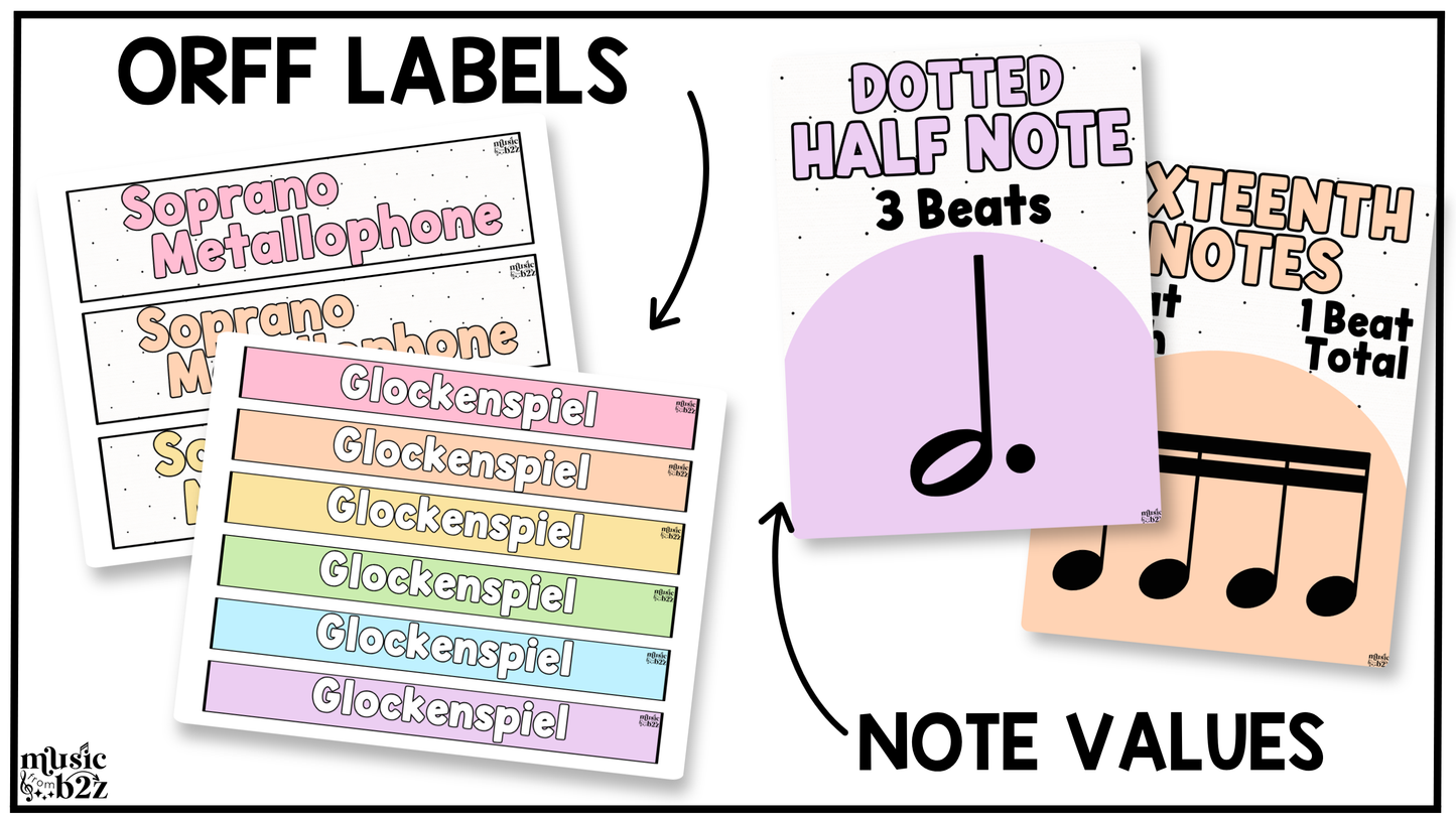 Pastel Music Classroom Decor BUNDLE Music Posters Bulletin Board