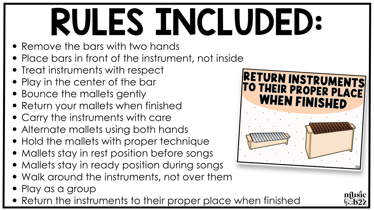 Pastel Orff Instrument Rules & Setups Posters Elementary Music Classroom Decor