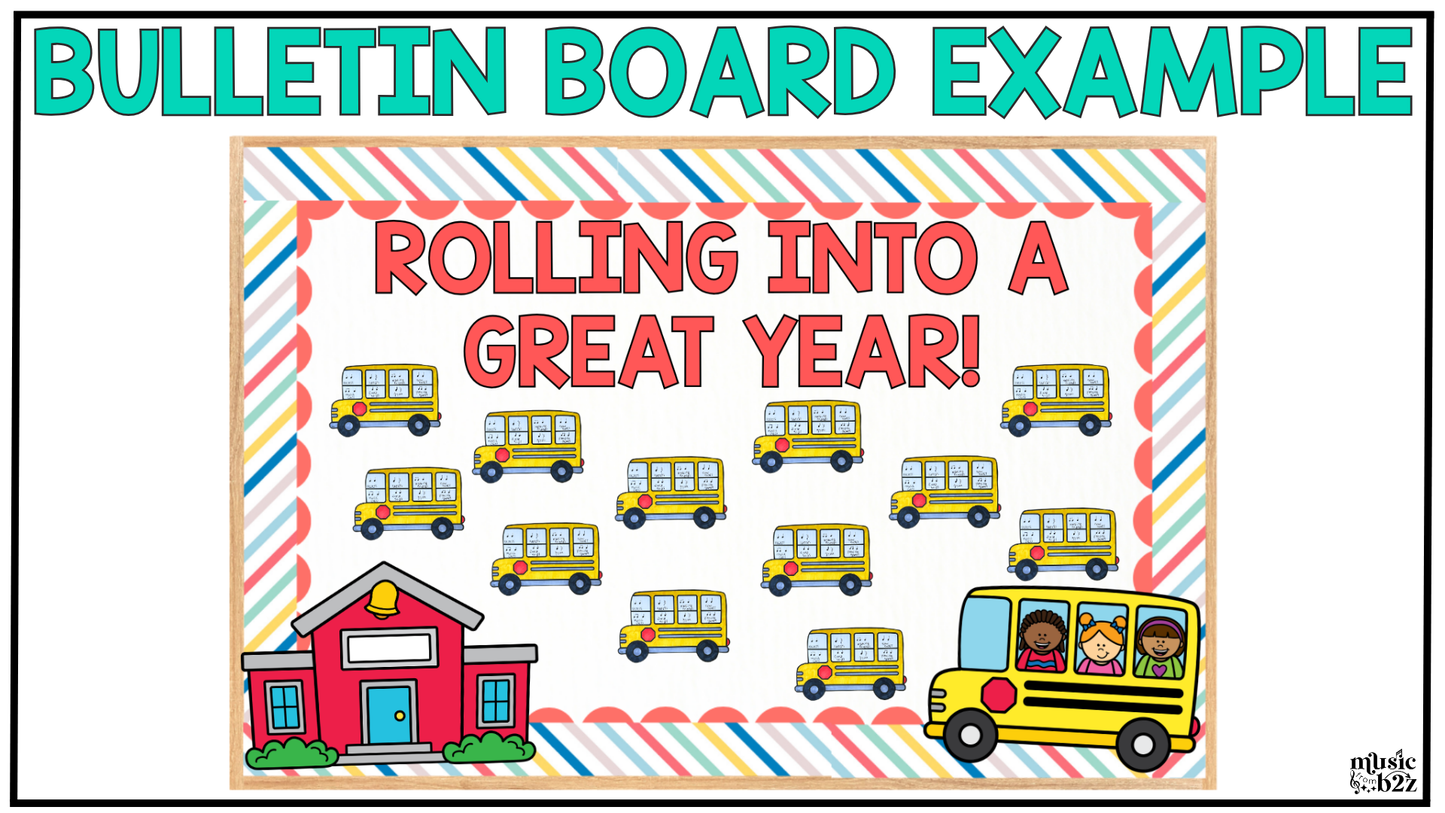 Back to School Music Craft Music Bulletin Board Elementary Music Rhythm Lesson