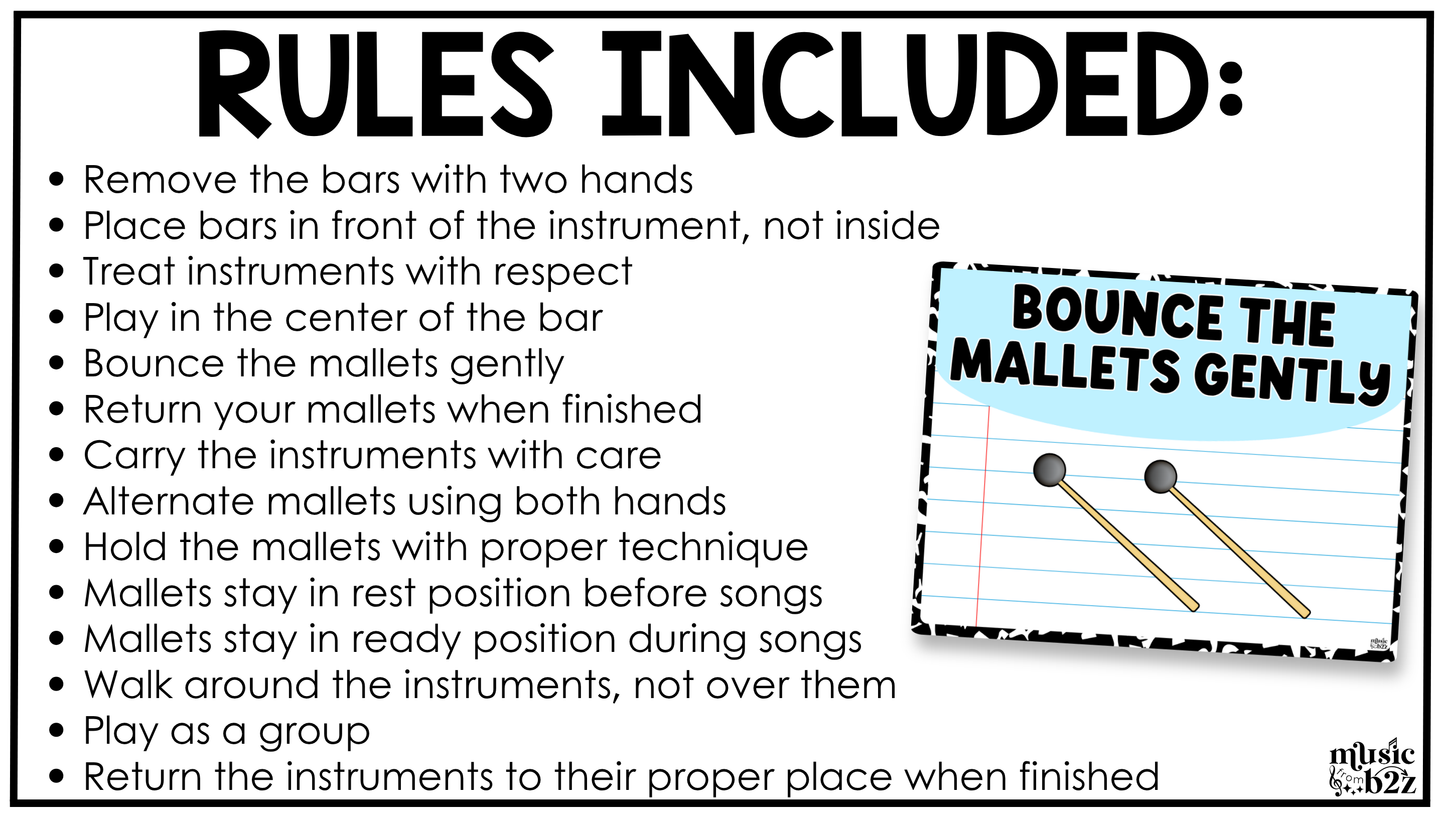 Pastel Composition Notebook Orff Instrument Rules & Setups Posters Elementary Music Classroom Decor